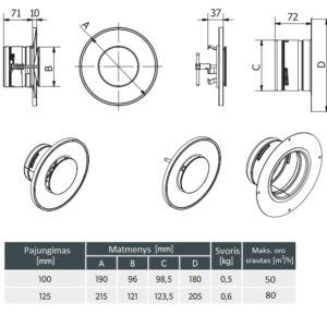 Apvalus vėdinimo difuzorius, universalus, BALTAS, JUODAS Apvalus vedinimo difuzorius universalus BALTAS JUODAS 14