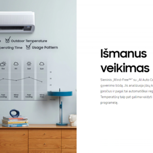 SAMSUNG SIENINIS BEVĖJIS ARISE Windfree 3.5/3.5 kW oro kondicionieriaus komplektas Karšti Vėjai SAMSUNG SIENINIS BEVĖJIS ARISE Windfree 3.5/3.5 kW oro kondicionieriaus komplektas SAMSUNG SIENINIS BEVEJIS ARISE Windfree 2.53.2 kW oro kondicionieriaus komplektas 8