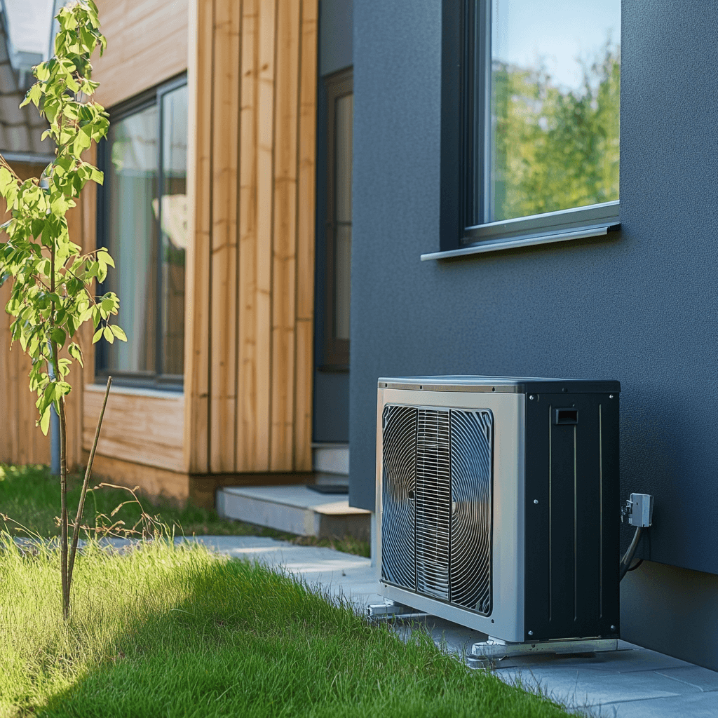 Aeroterminis sildymas - silumos siurblio nuotrauka prie namo