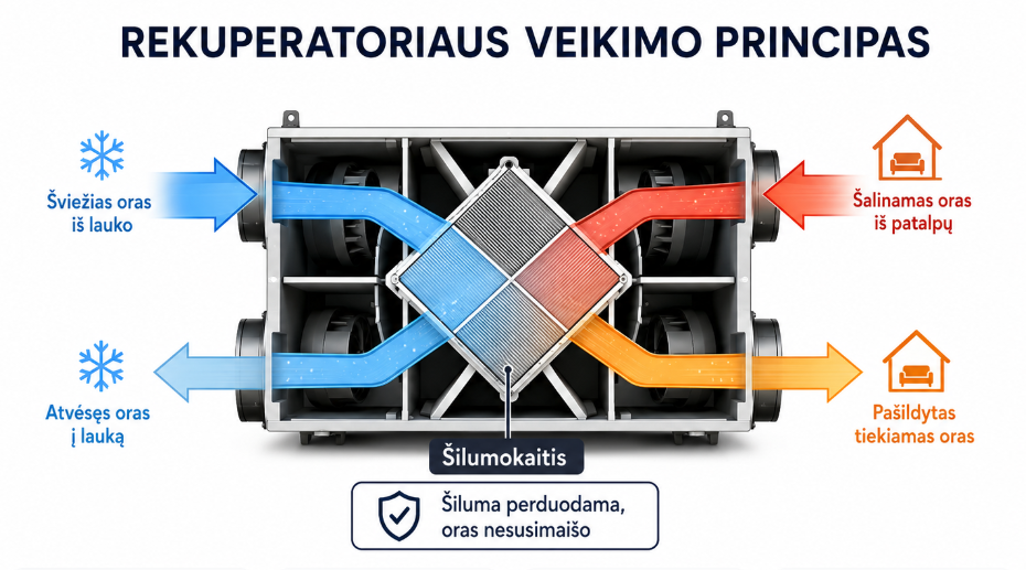 Rekuperatorius: atsiliepimai, pliusai ir minusai Karšti Vėjai Rekuperatoriaus veikimo principas
