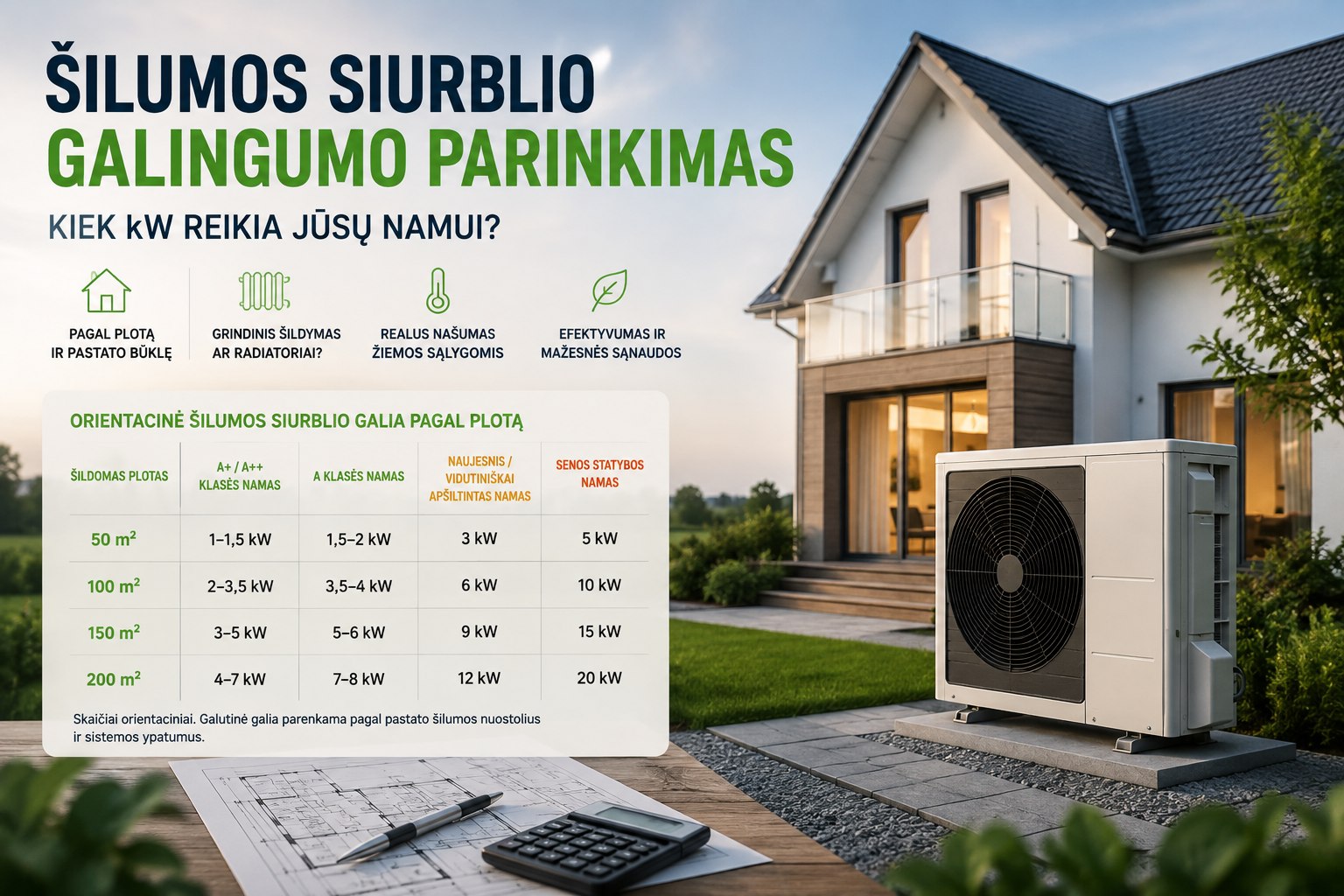 Šilumos siurblio galingumo parinkimas