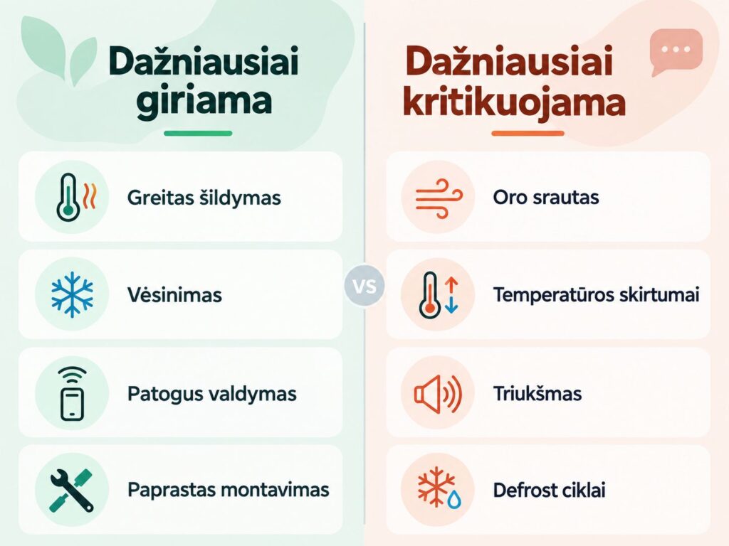 Oras-oras šilumos siurbliai atsiliepimai – pliusai vs minusai