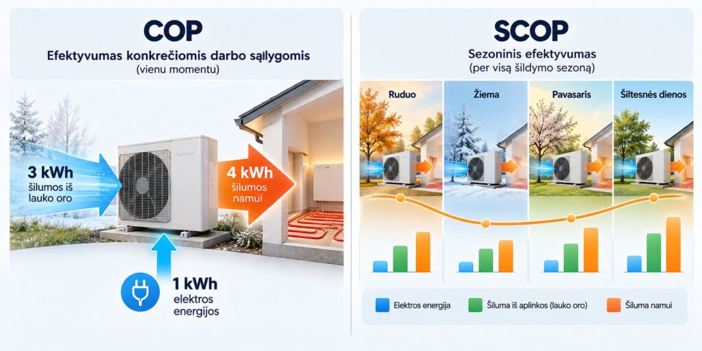 Kaip veikia šilumos siurblys oras-vanduo? Praktinis gidas Karšti Vėjai COP vs SCOP